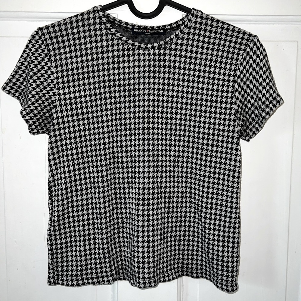 Brandy Melville houndstooth cropped t-shirt